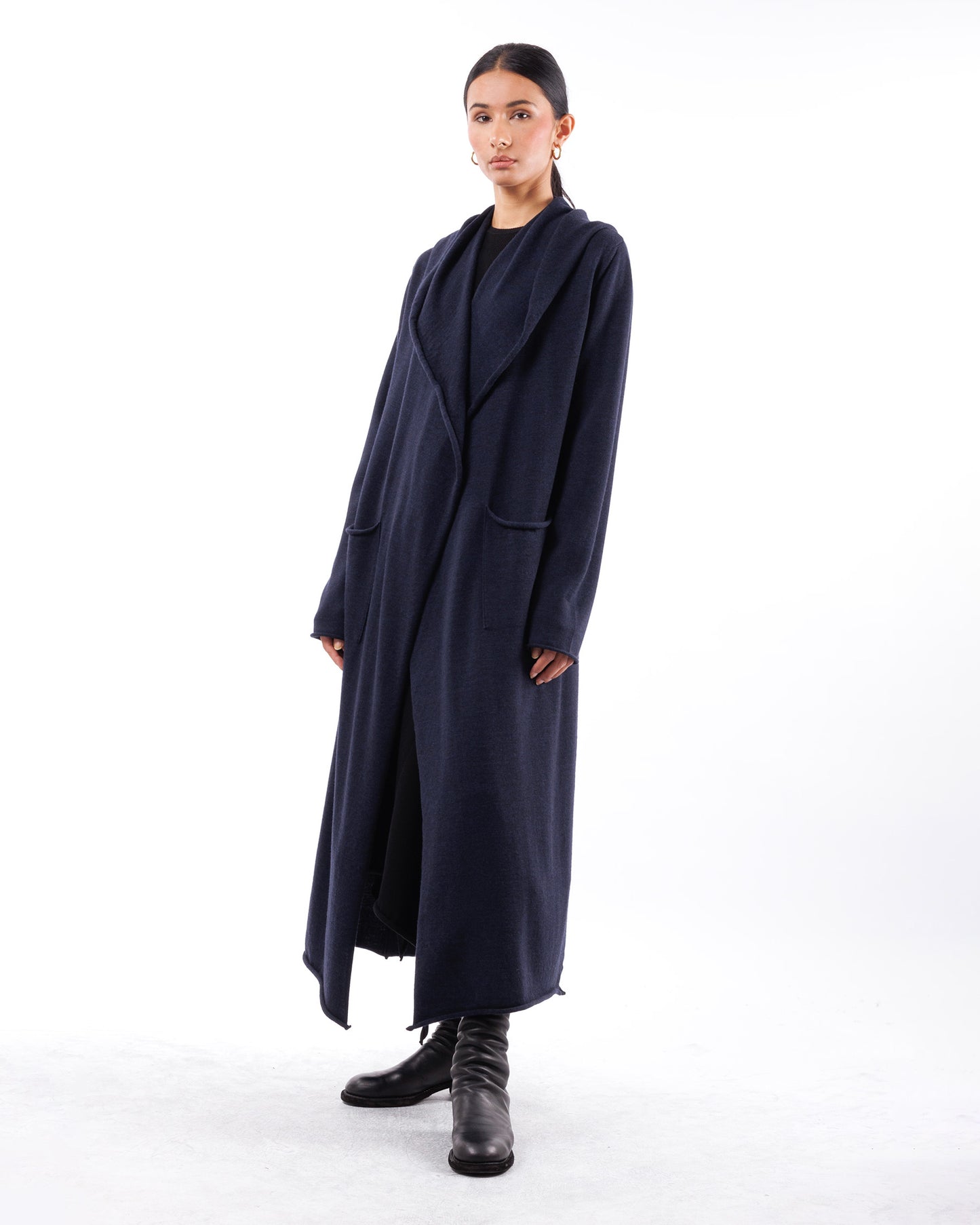 #1038 Hooded long coat 120's superfine merino