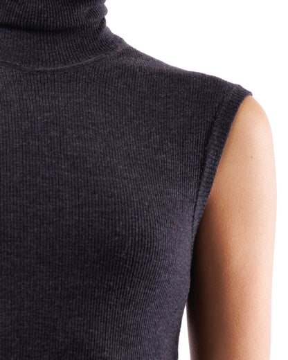 #1044 Sleeveless turtleneck 120's superfine merino