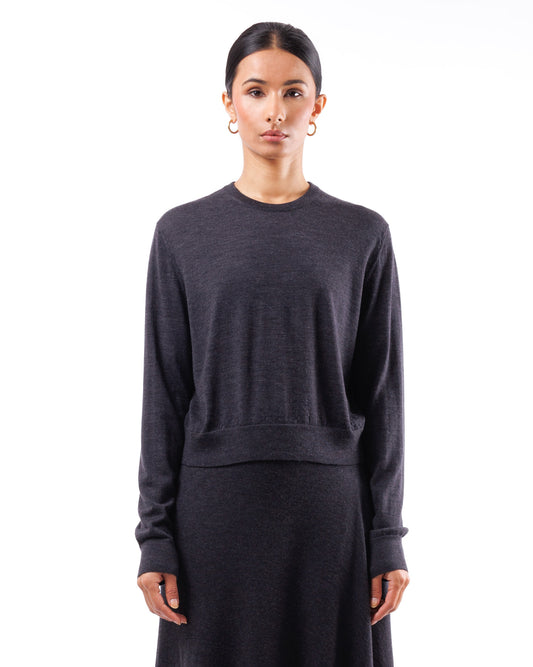 #1047 Cropped sweatshirt 120's superfine merino