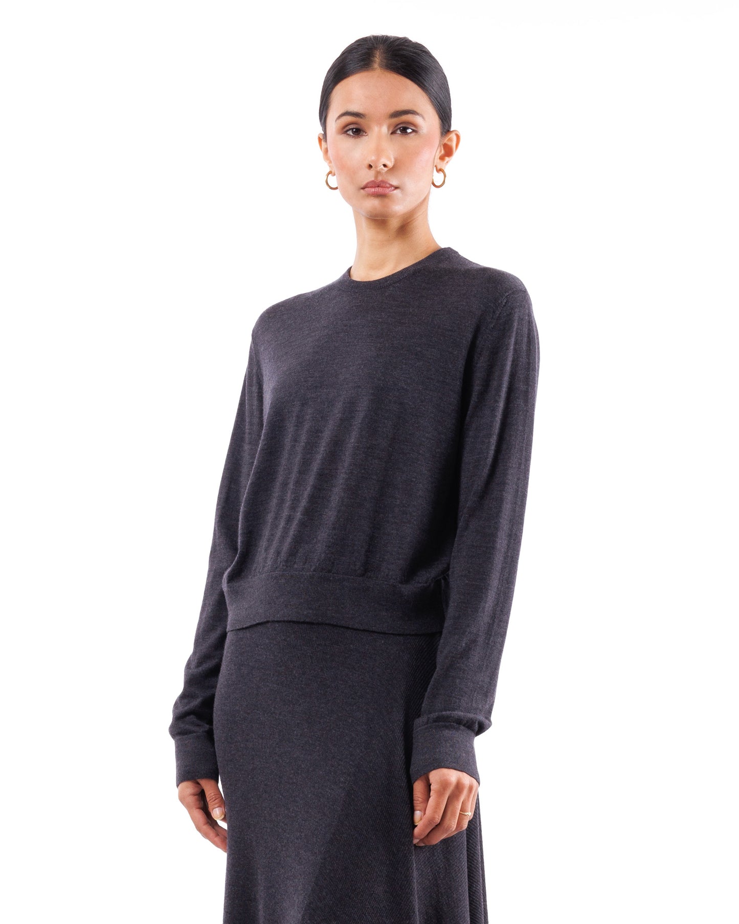 #1047 Cropped sweatshirt 120's superfine merino