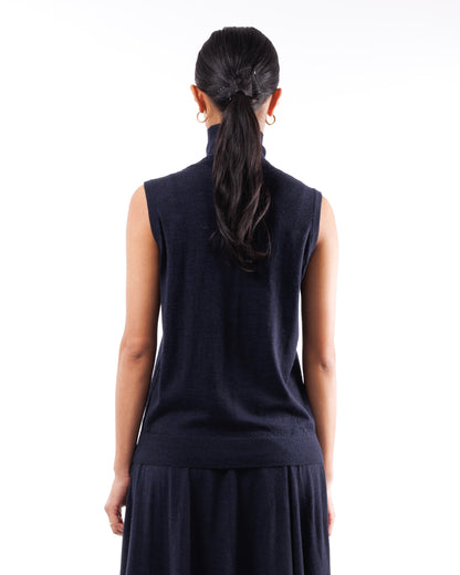#1051 Sleeveless turtleneck 120's superfine merino