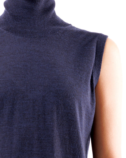 #1051 Sleeveless turtleneck 120's superfine merino