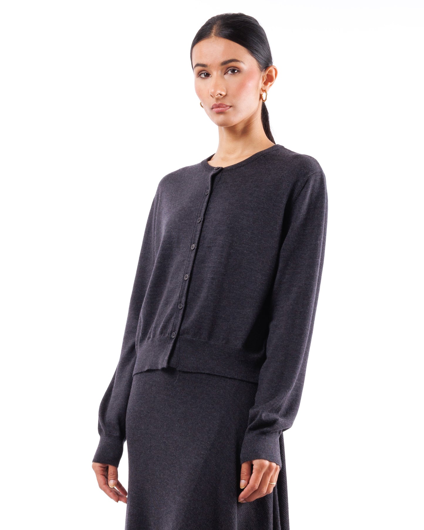#1053 Cropped cardigan 120's superfine merino