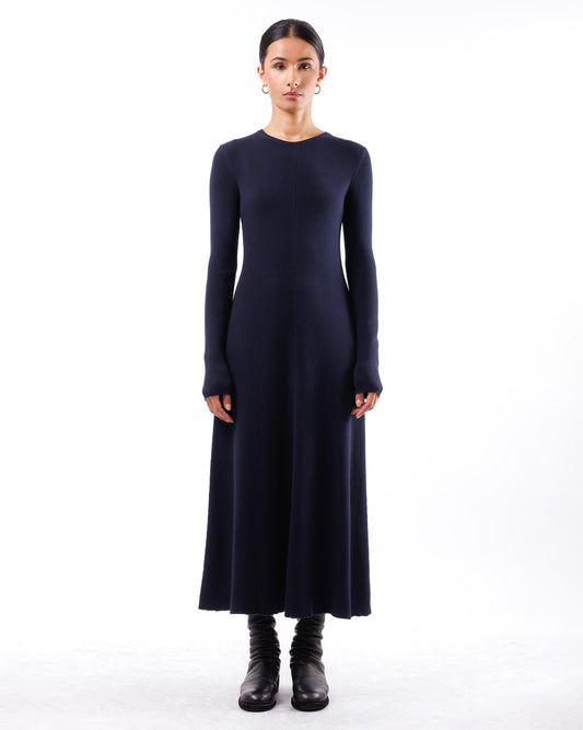 #1058 Long sleeve flared dress organic cotton