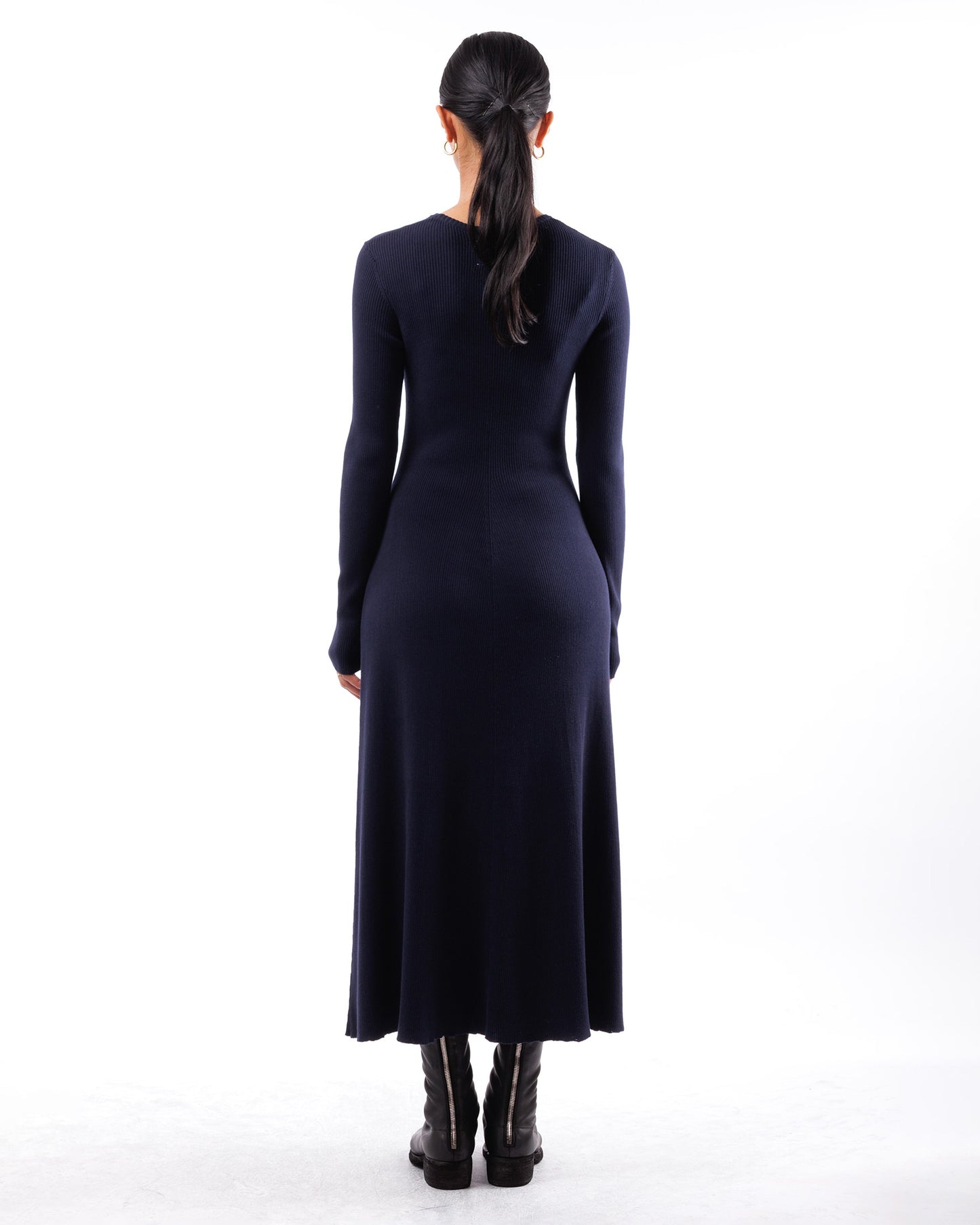 #1058 Long sleeve flared dress organic cotton