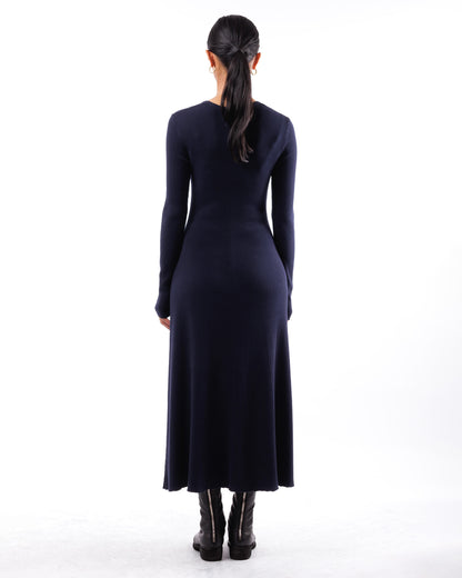 #1058 Long sleeve flared dress organic cotton