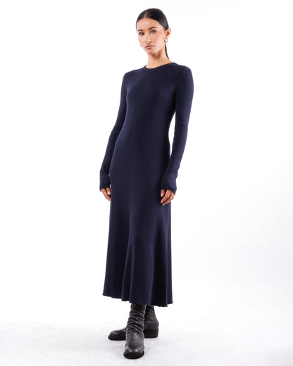 #1058 Long sleeve flared dress organic cotton
