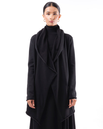 #1064 Hooded wrap jacket 120's superfine merino and organic cotton