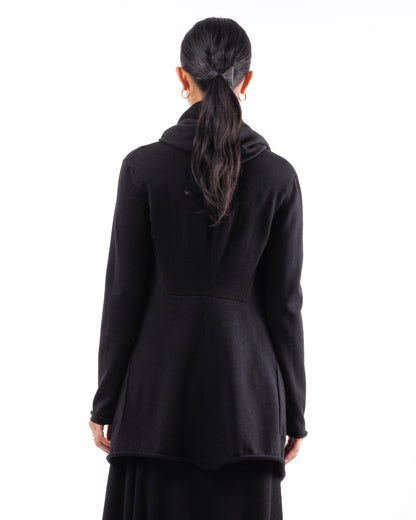 #1064 Hooded wrap jacket 120's superfine merino and organic cotton