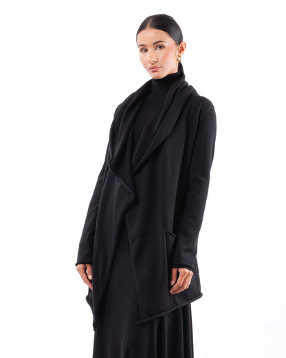 #1064 Hooded wrap jacket 120's superfine merino and organic cotton