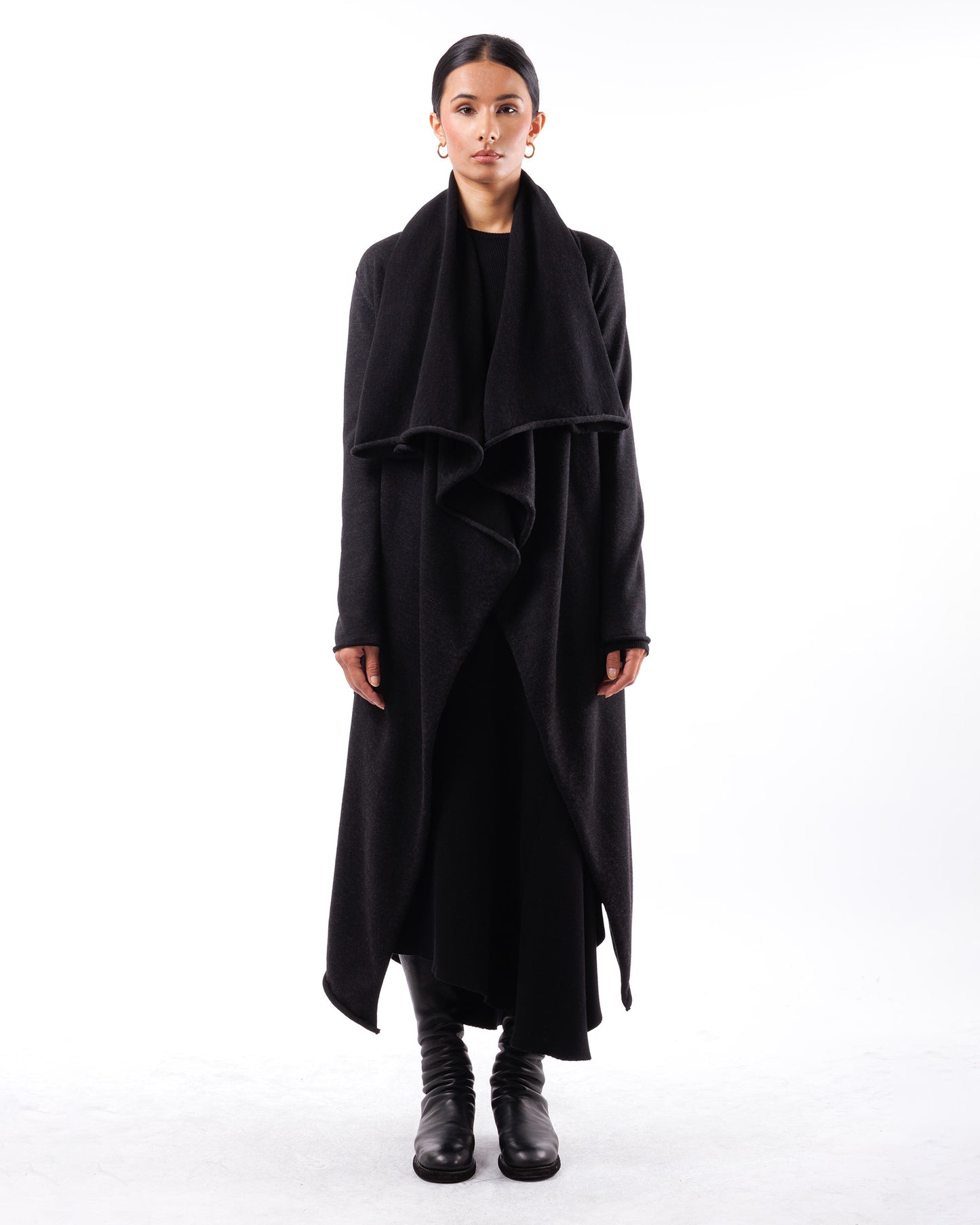 #1065 Tail coat with draped collar 120's superfine merino and organic cotton