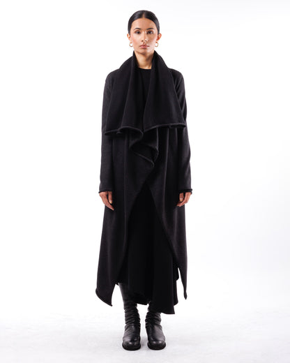 #1065 Tail coat with draped collar 120's superfine merino and organic cotton