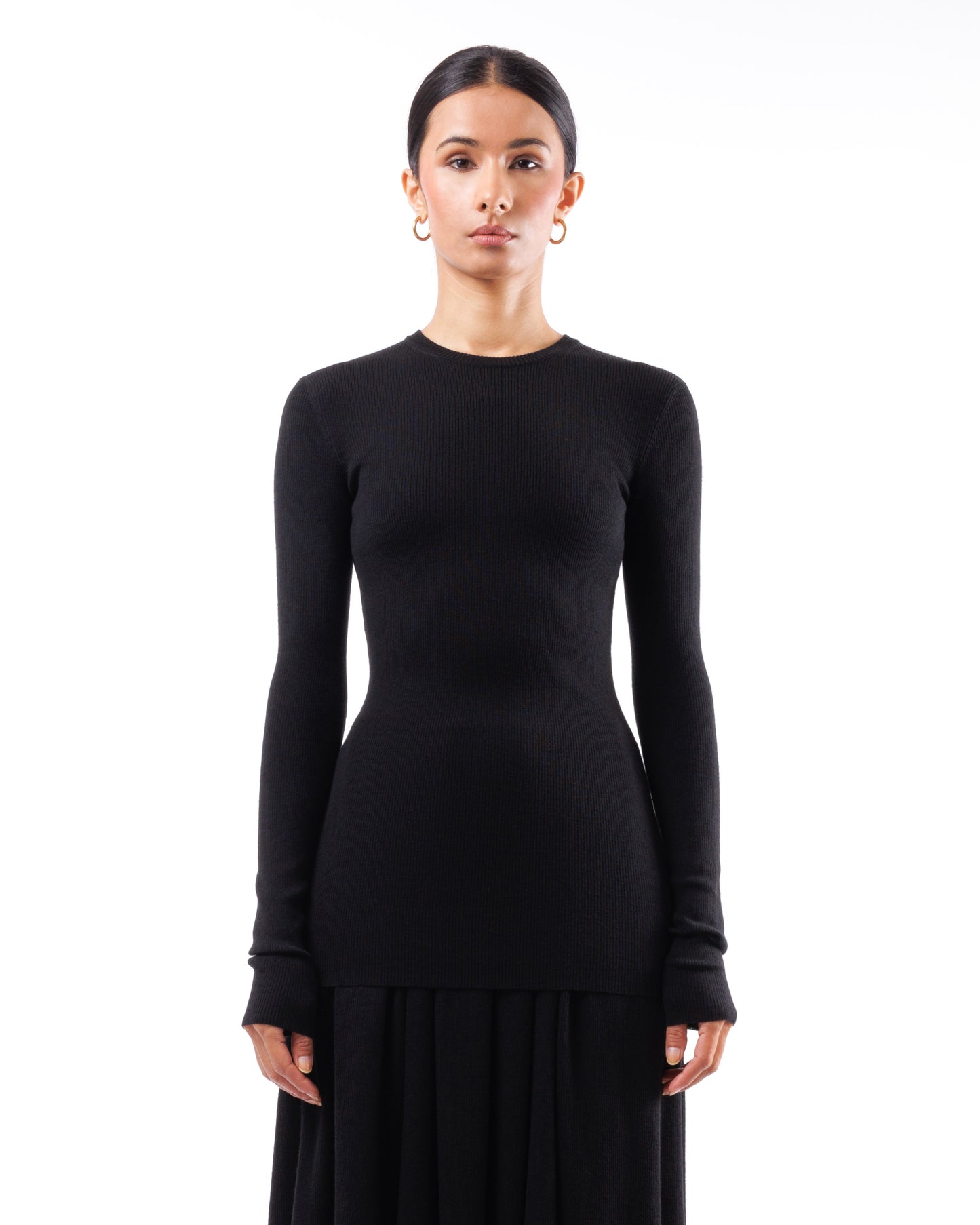 #1067 Long sleeve crewneck top 120's superfine merino