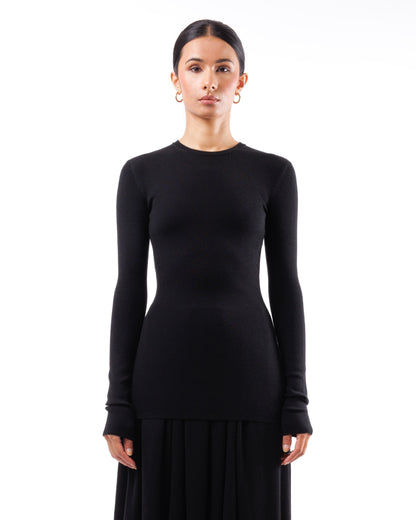 #1067 Long sleeve crewneck top 120's superfine merino