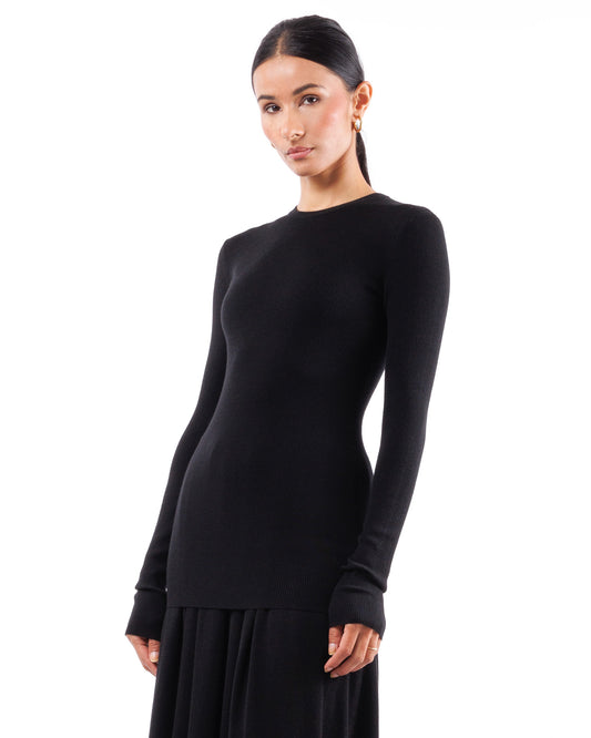 #1067 Long sleeve crewneck top 120's superfine merino