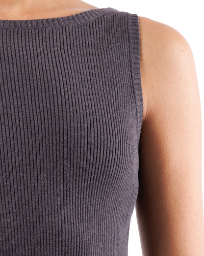 #1068 Sleeveless boatneck top 120's superfine merino
