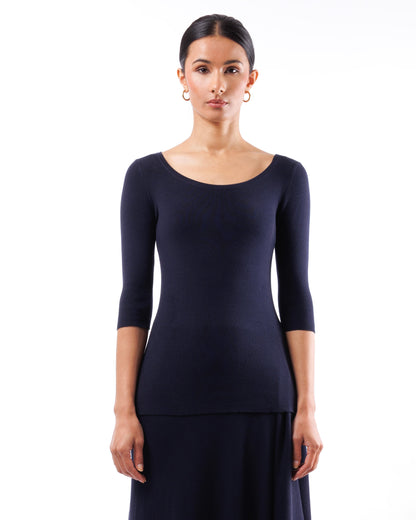 #554 Boatneck top with 1/2 sleeve organic cotton