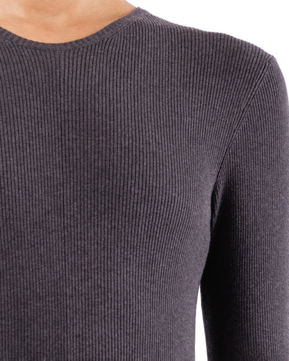 #672 Long sleeve flared crewneck dress organic cotton