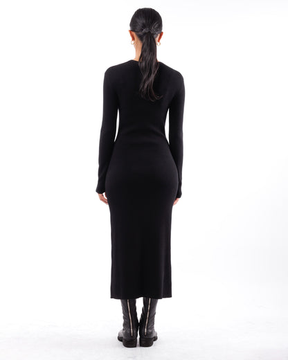 #859 Long sleeve crewneck dress organic cotton