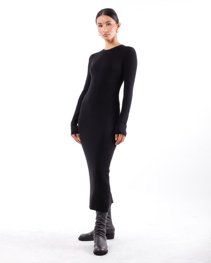 #859 Long sleeve crewneck dress organic cotton
