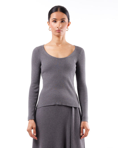#906 Long sleeve scoop-neck top organic cotton