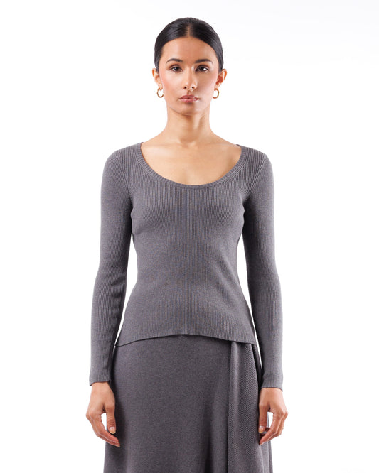 #906 Long sleeve scoop-neck top organic cotton