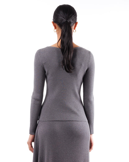 #906 Long sleeve scoop-neck top organic cotton