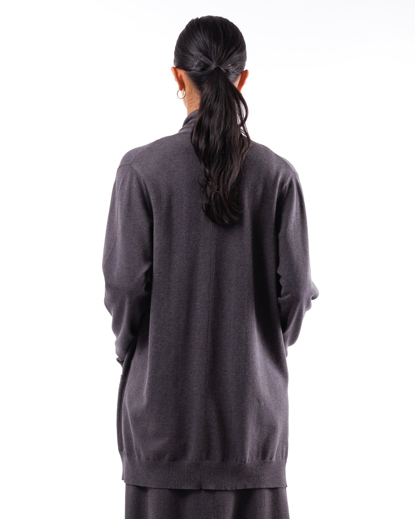 #924 Long shawl collar cardigan organic cotton