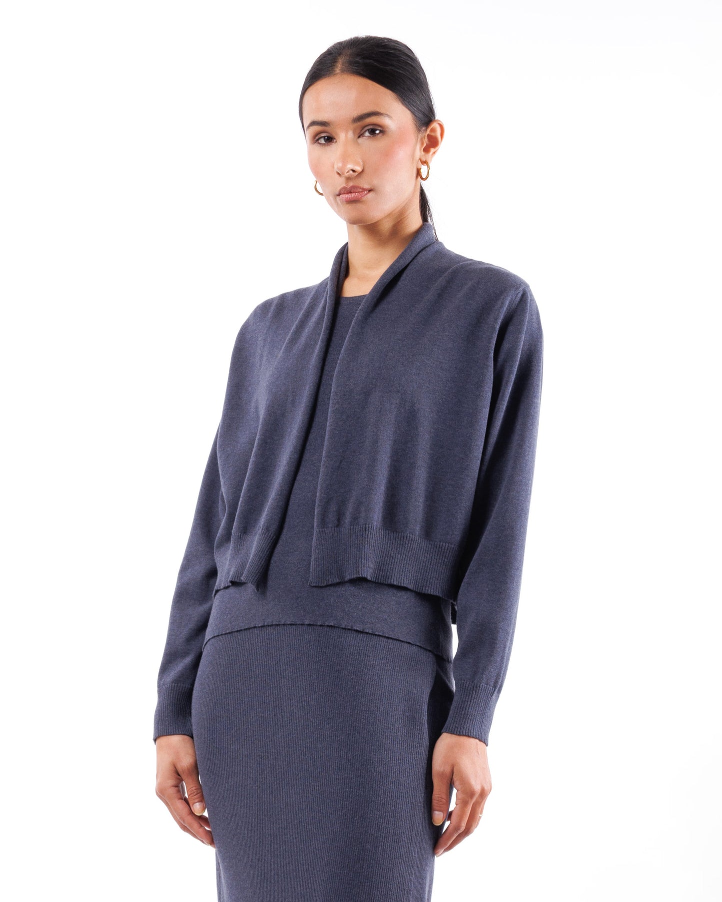 #935 Cropped shawl collar cardigan organic cotton