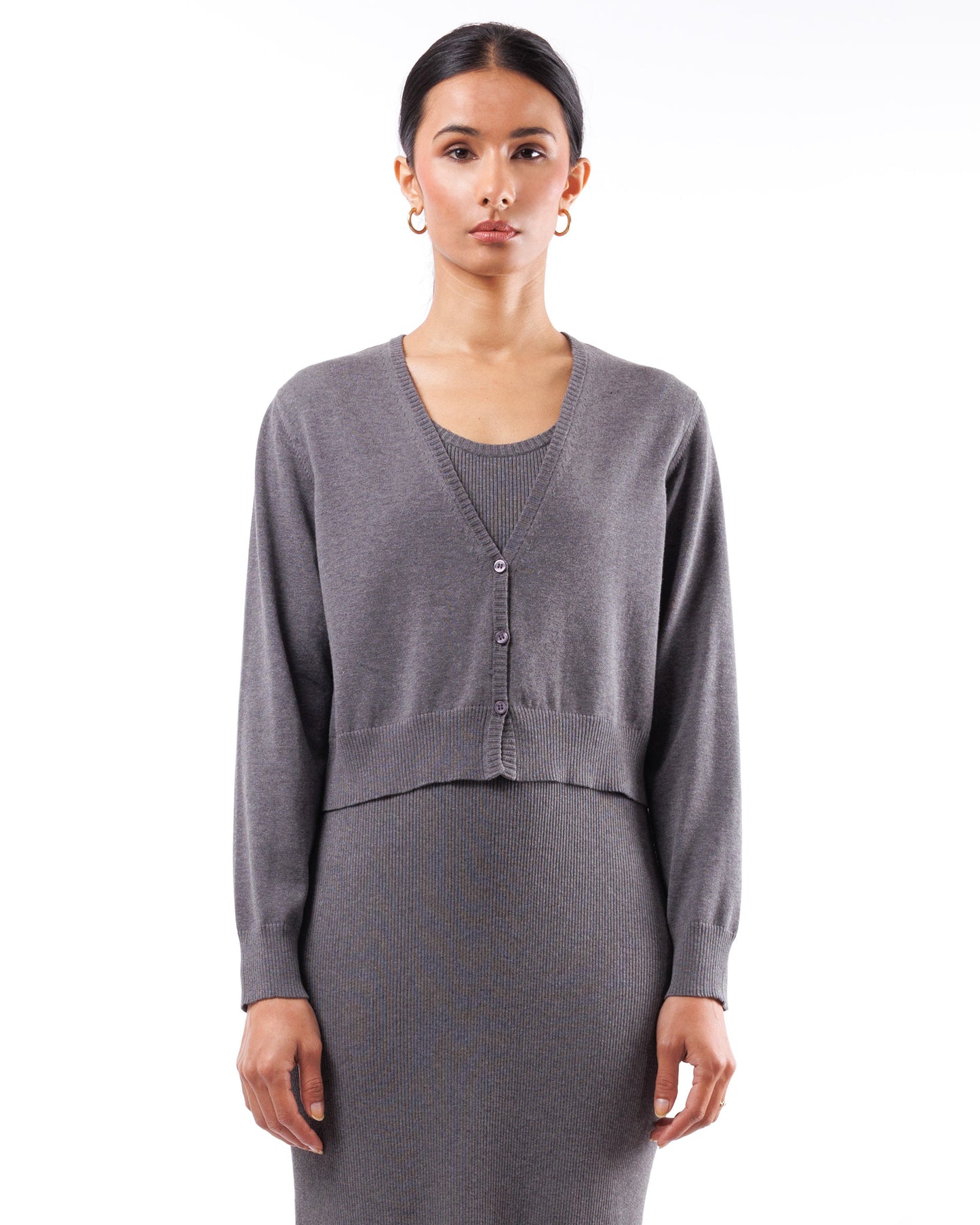 #936 Cropped v-neck cardigan organic cotton