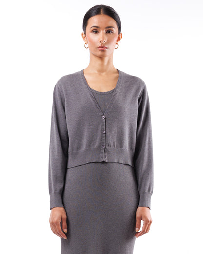 #936 Cropped v-neck cardigan organic cotton