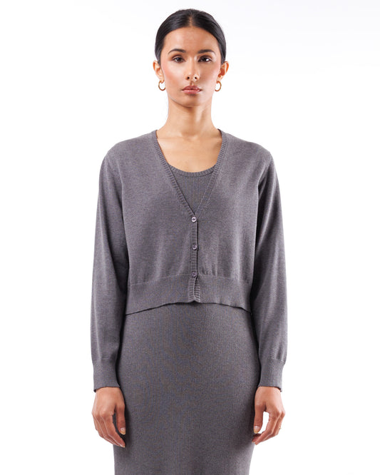 #936 Cropped v-neck cardigan organic cotton