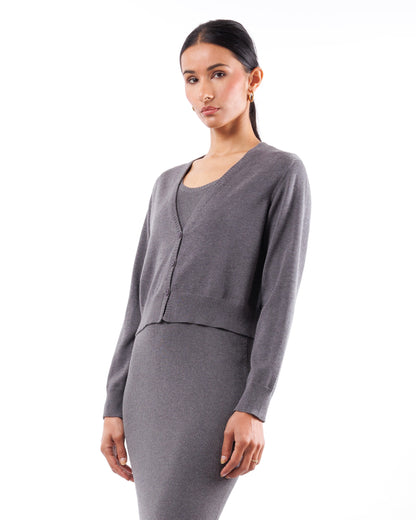 #936 Cropped v-neck cardigan organic cotton