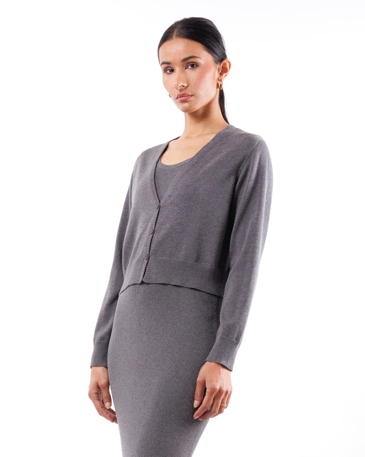 #936 Cropped v-neck cardigan organic cotton