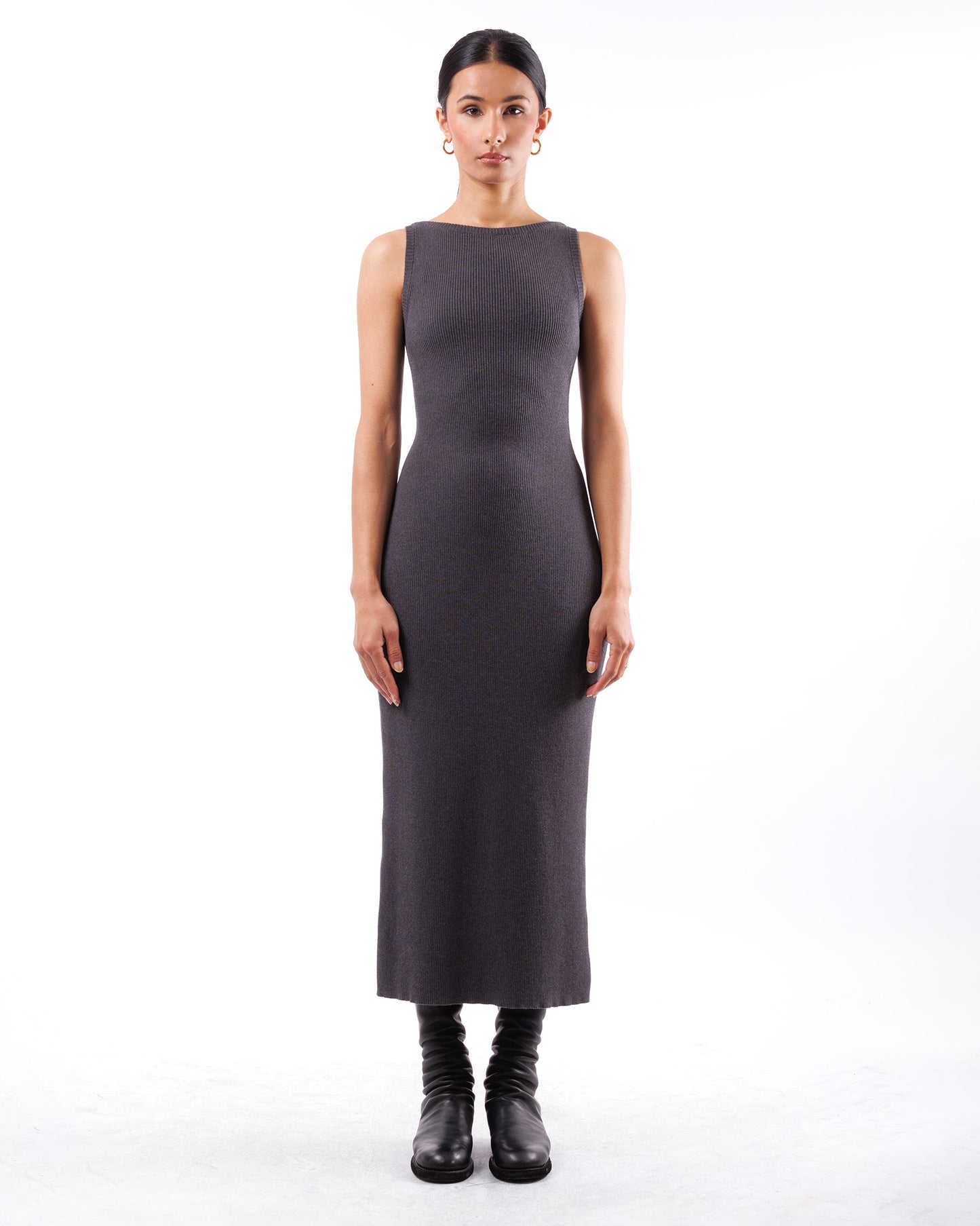 #940 Sleeveless boatneck dress organic cotton