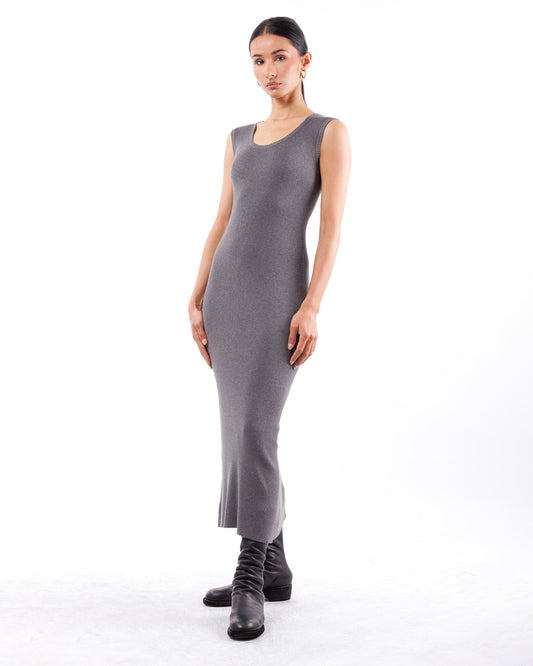 #942 Sleeveless scoopneck dress long organic cotton