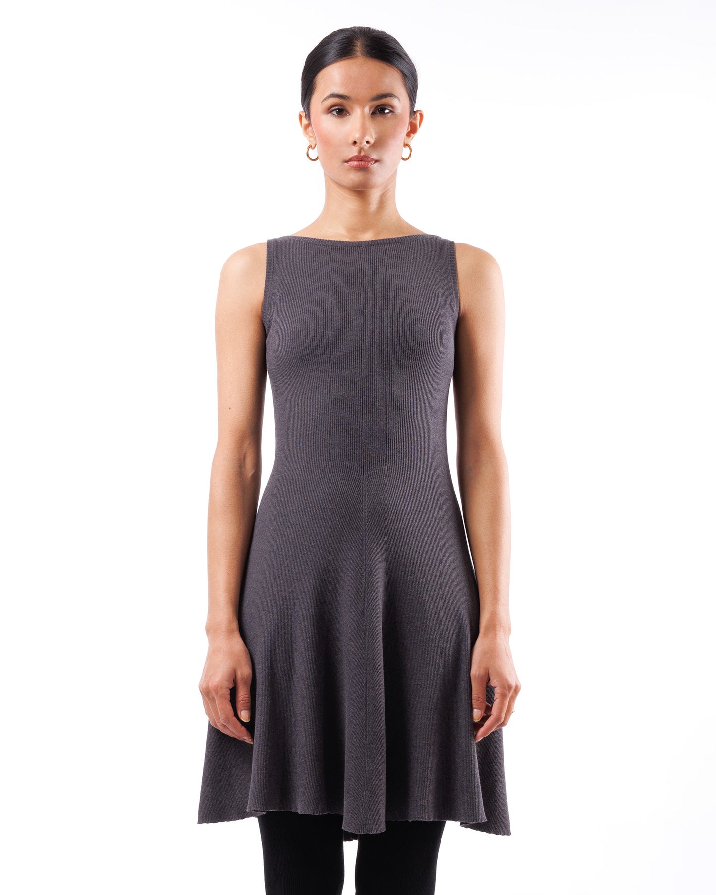 #947 Flared boatneck dress organic cotton