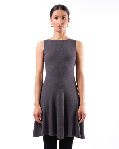 #947 Flared boatneck dress organic cotton