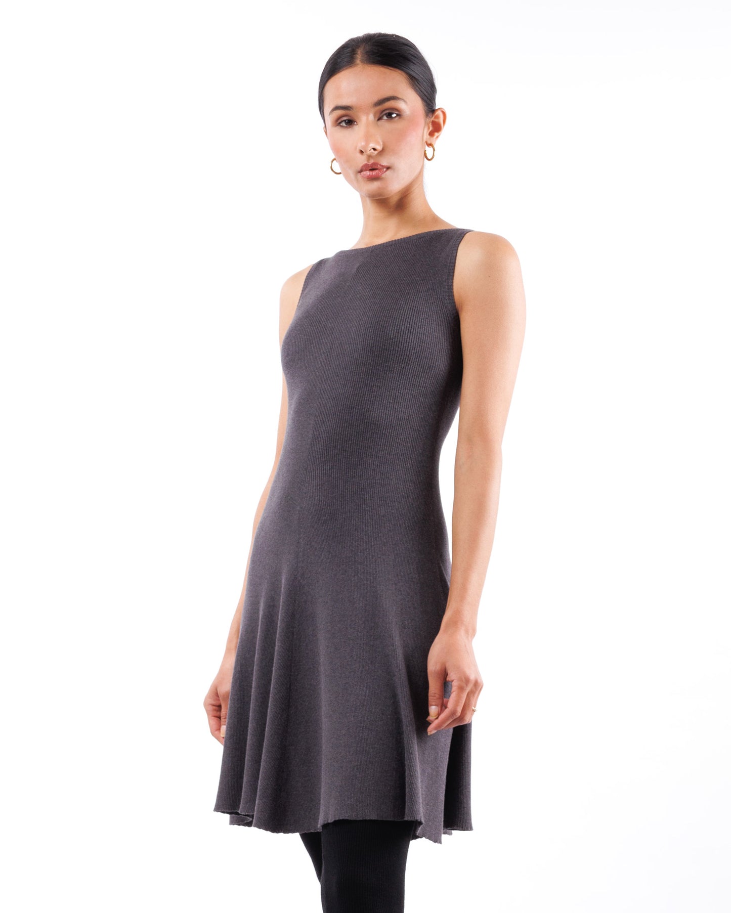 #947 Flared boatneck dress organic cotton