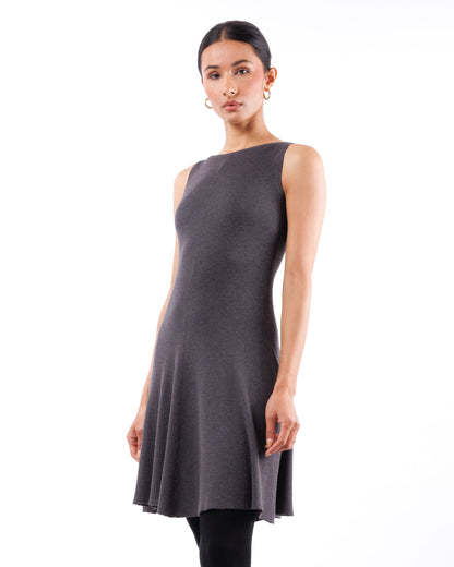 #947 Flared boatneck dress organic cotton