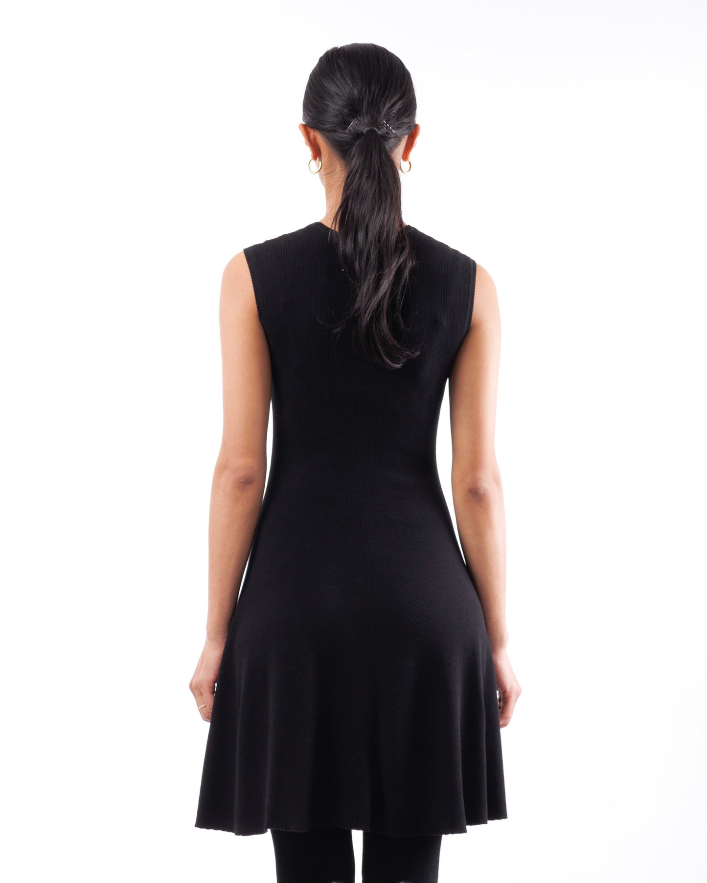 #948 Flared crewneck dress organic cotton