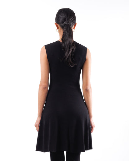 #948 Flared crewneck dress organic cotton