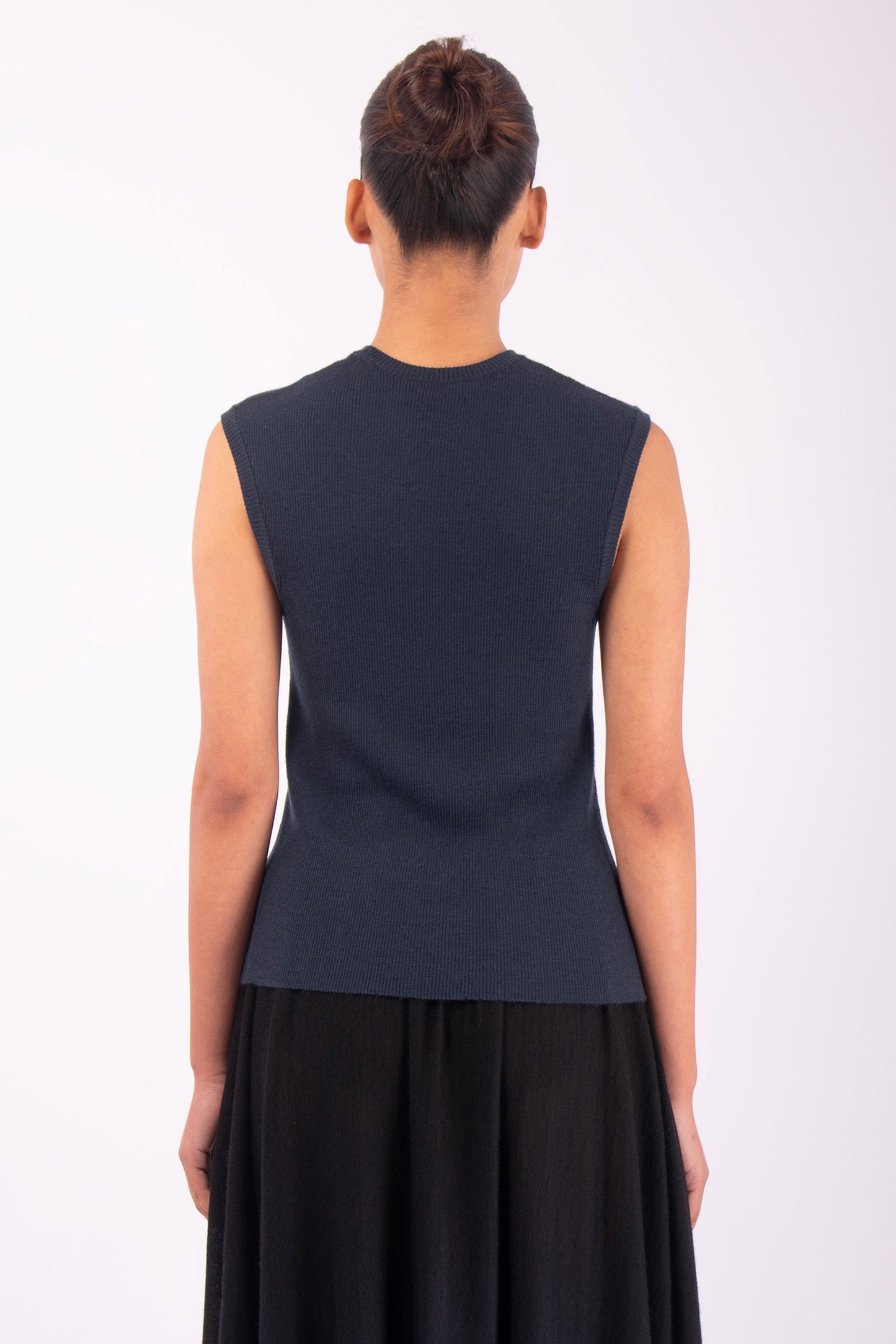 #1043 Cropped Muscle Tank in Superfine Merino- Dark Space — Lars Andersson, view 3