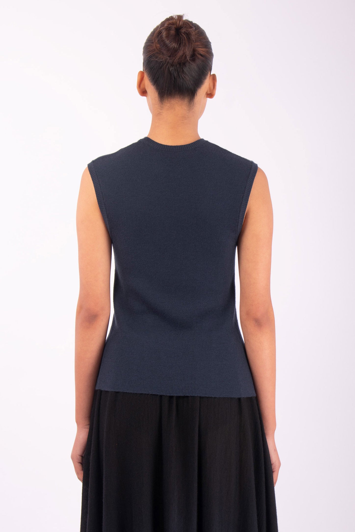 #1043 Cropped Muscle Tank in Superfine Merino- Dark Space — Lars Andersson, view 3
