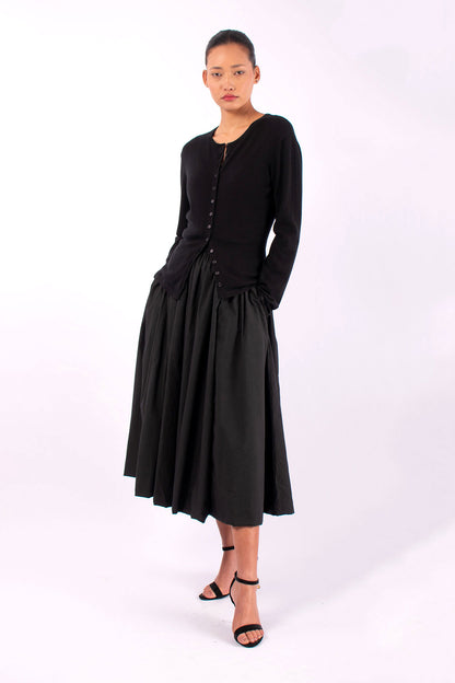 #1401 Fitted Cardigan in Superfine Merino and Cashmere- Black — Lars Andersson, view 5