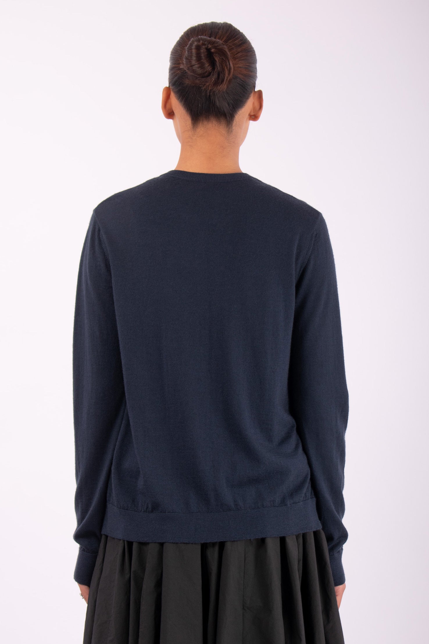 #1403 Crewneck Cardigan in Superfine Merino- Dark Space — Lars Andersson, view 3