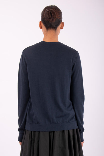 #1403 Crewneck Cardigan in Superfine Merino- Dark Space — Lars Andersson, view 3