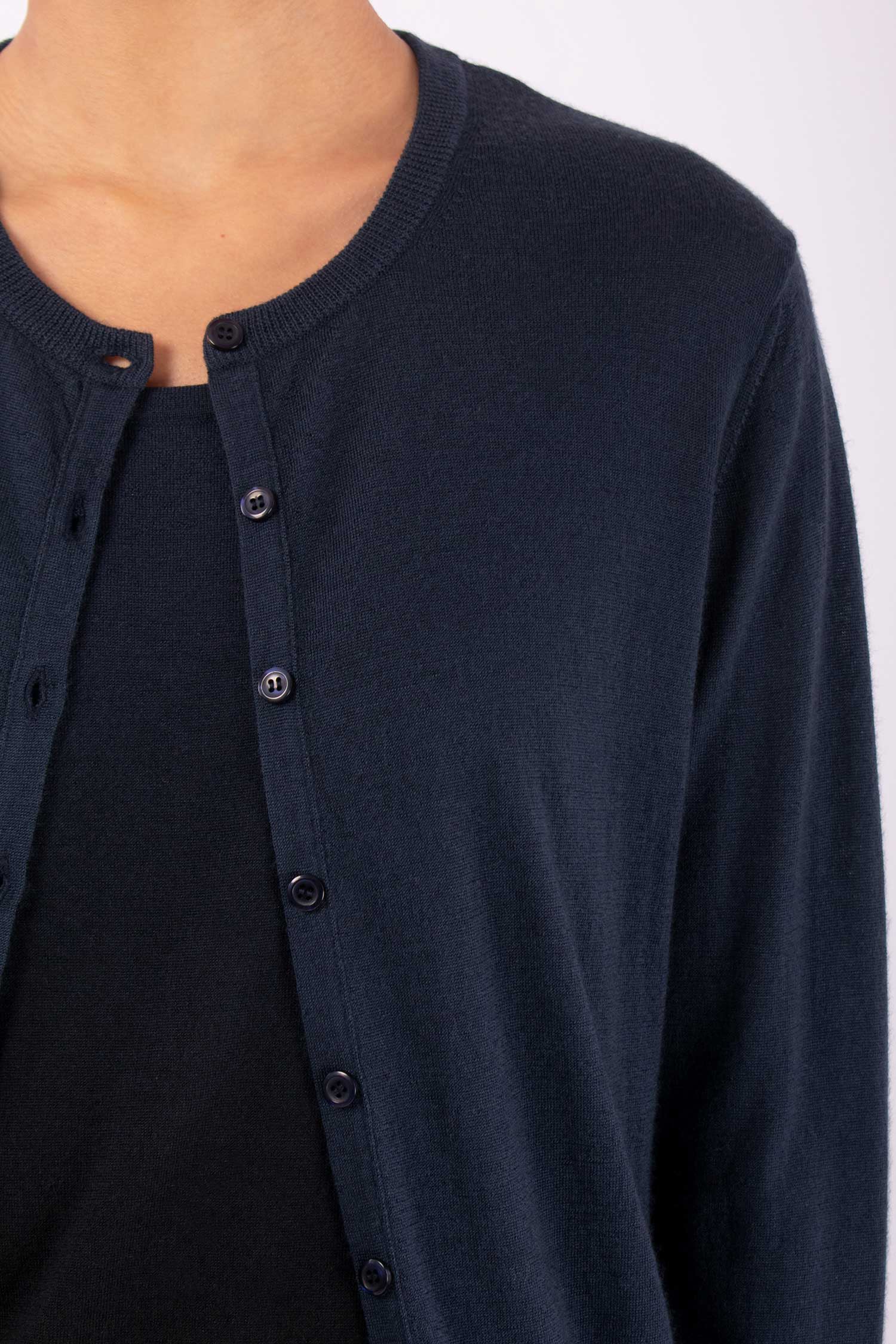 #1403 Crewneck Cardigan in Superfine Merino- Dark Space — Lars Andersson, view 4