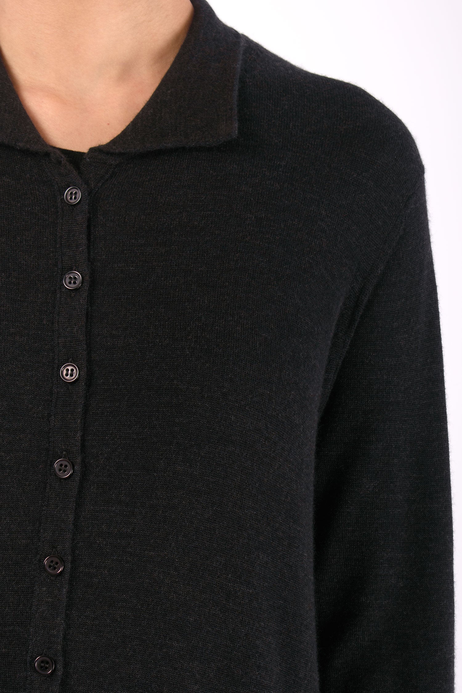 #1405 Long Cardigan in Superfine Merino and Cashmere- Charcoal — Lars Andersson, view 4