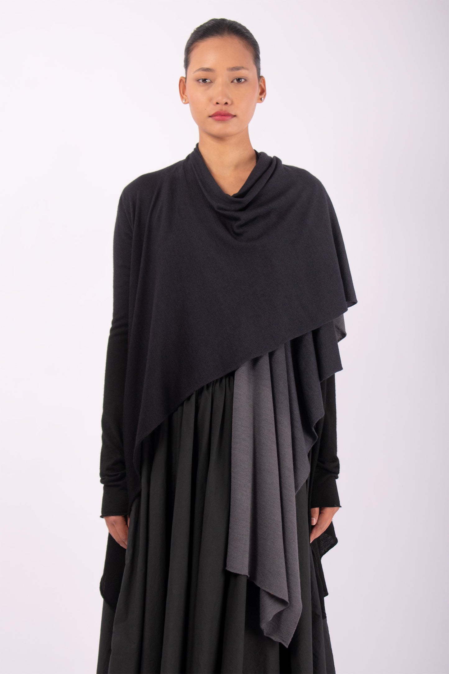 #1407 Shawl Cardigan in Superfine Merino- Taupe Ombre — Lars Andersson hand-loomed knitwear